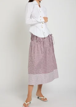 Eve checked cotton midi skirt