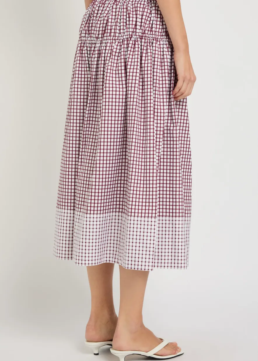 Eve checked cotton midi skirt
