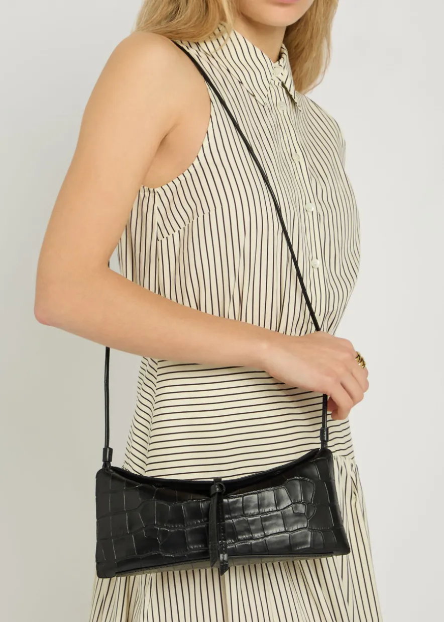 Eve crocodile-effect leather clutch