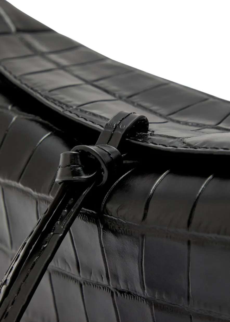 Eve crocodile-effect leather clutch