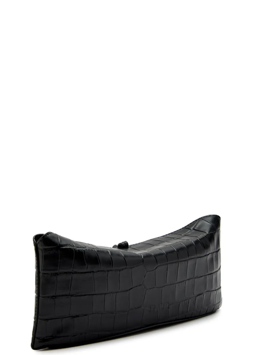 Eve crocodile-effect leather clutch