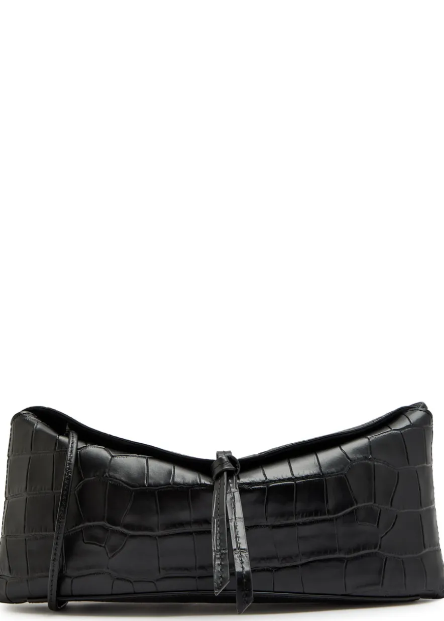 Eve crocodile-effect leather clutch