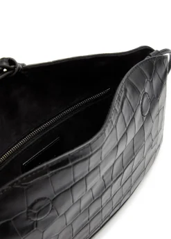 Eve crocodile-effect leather clutch