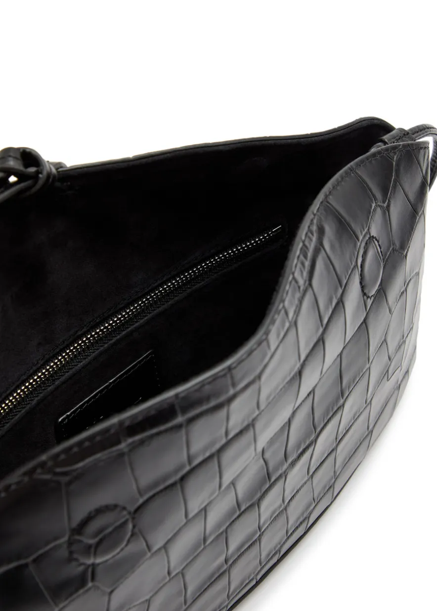 Eve crocodile-effect leather clutch