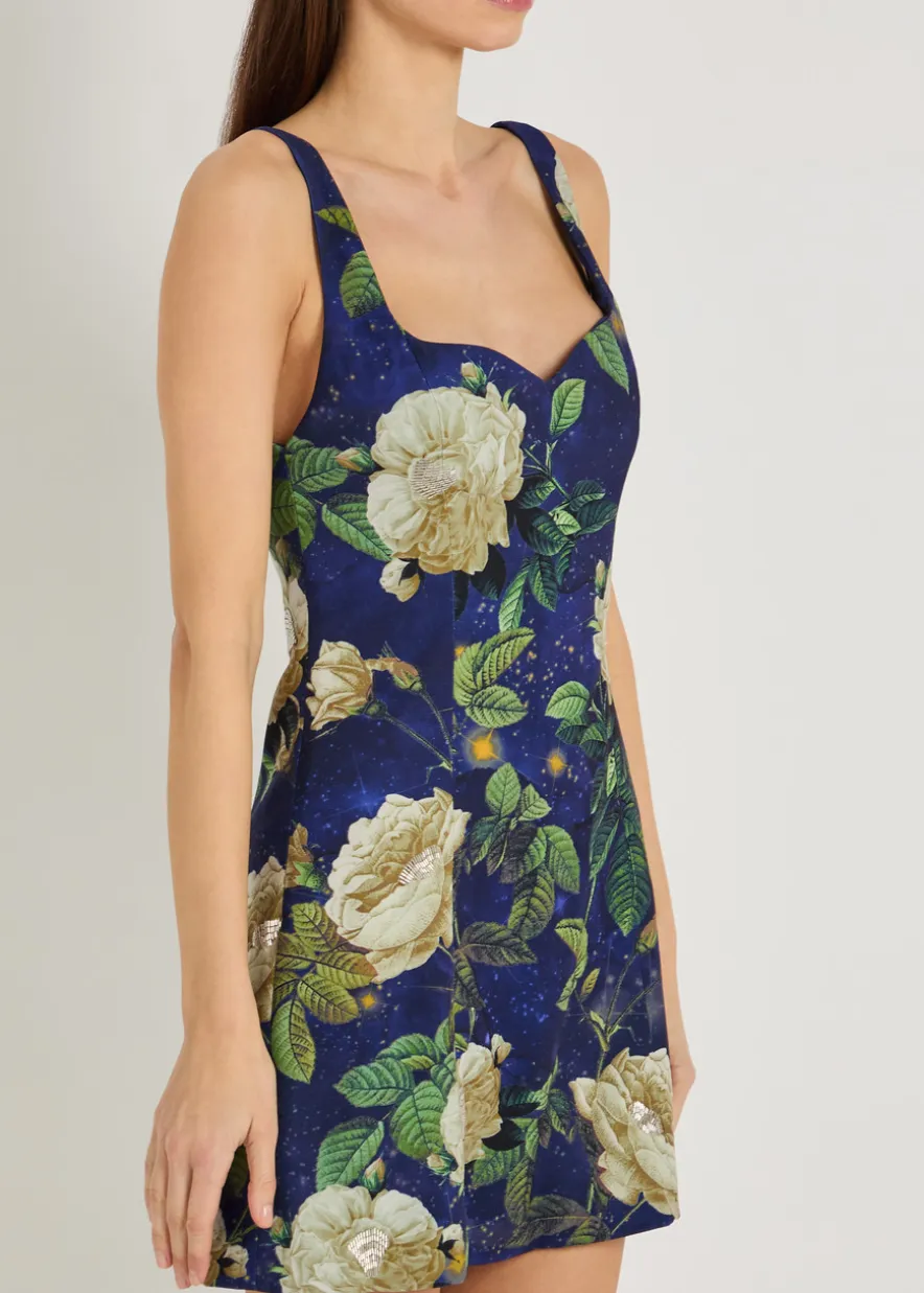 Eve embellished floral crepe mini dress