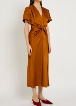 Eve gathered satin midi dress