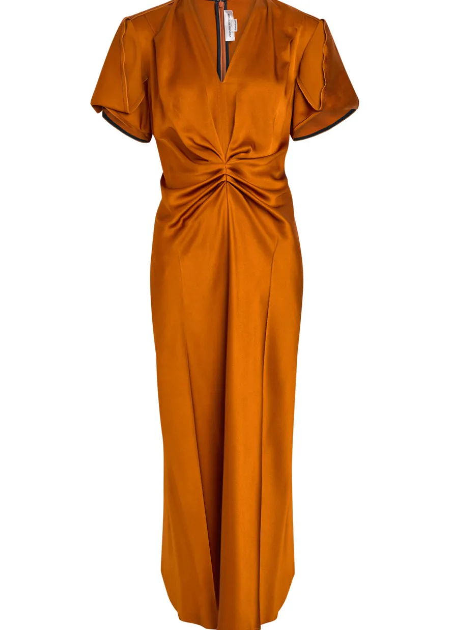 Eve gathered satin midi dress