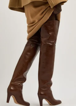 Eve 90 glossed-leather over-the-knee boots