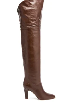 Eve 90 glossed-leather over-the-knee boots