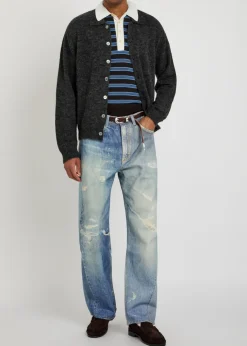 Evening brushed wool-blend polo shirt