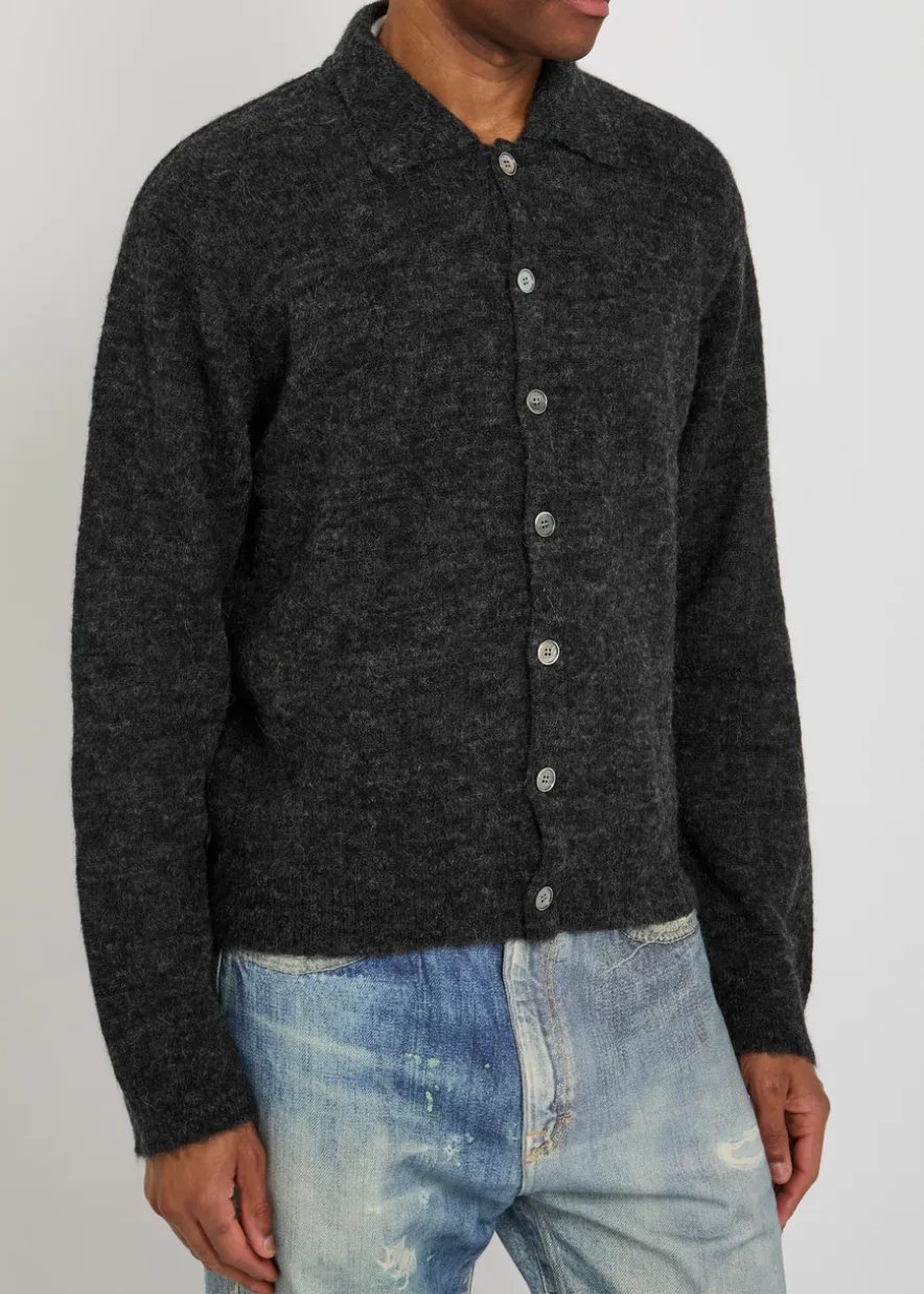 Evening brushed wool-blend polo shirt