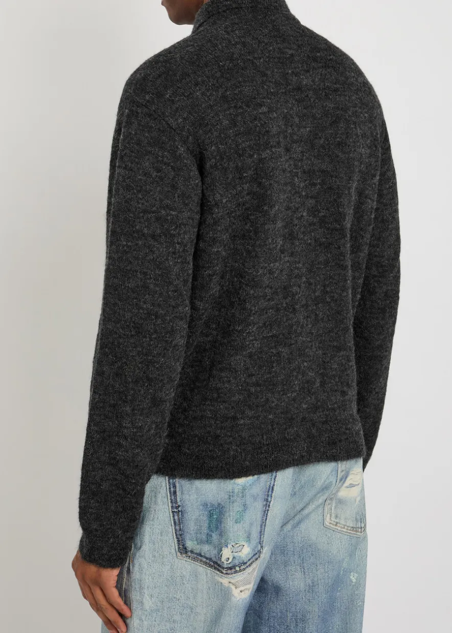 Evening brushed wool-blend polo shirt