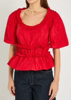 Everly ruffled taffeta blouse