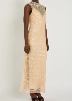 Everly sequin-embellished stretch-mesh maxi dress