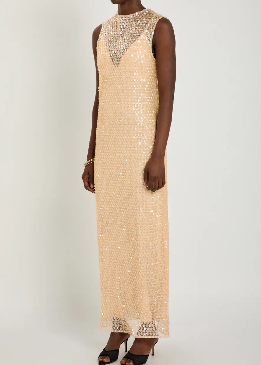 Everly sequin-embellished stretch-mesh maxi dress