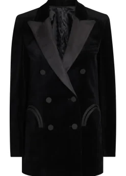 Everyday double-breasted velvet blazer