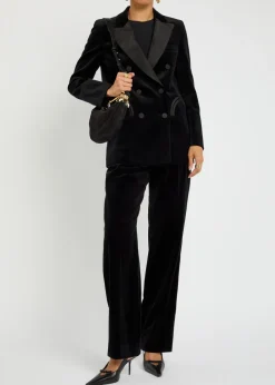 Everyday double-breasted velvet blazer