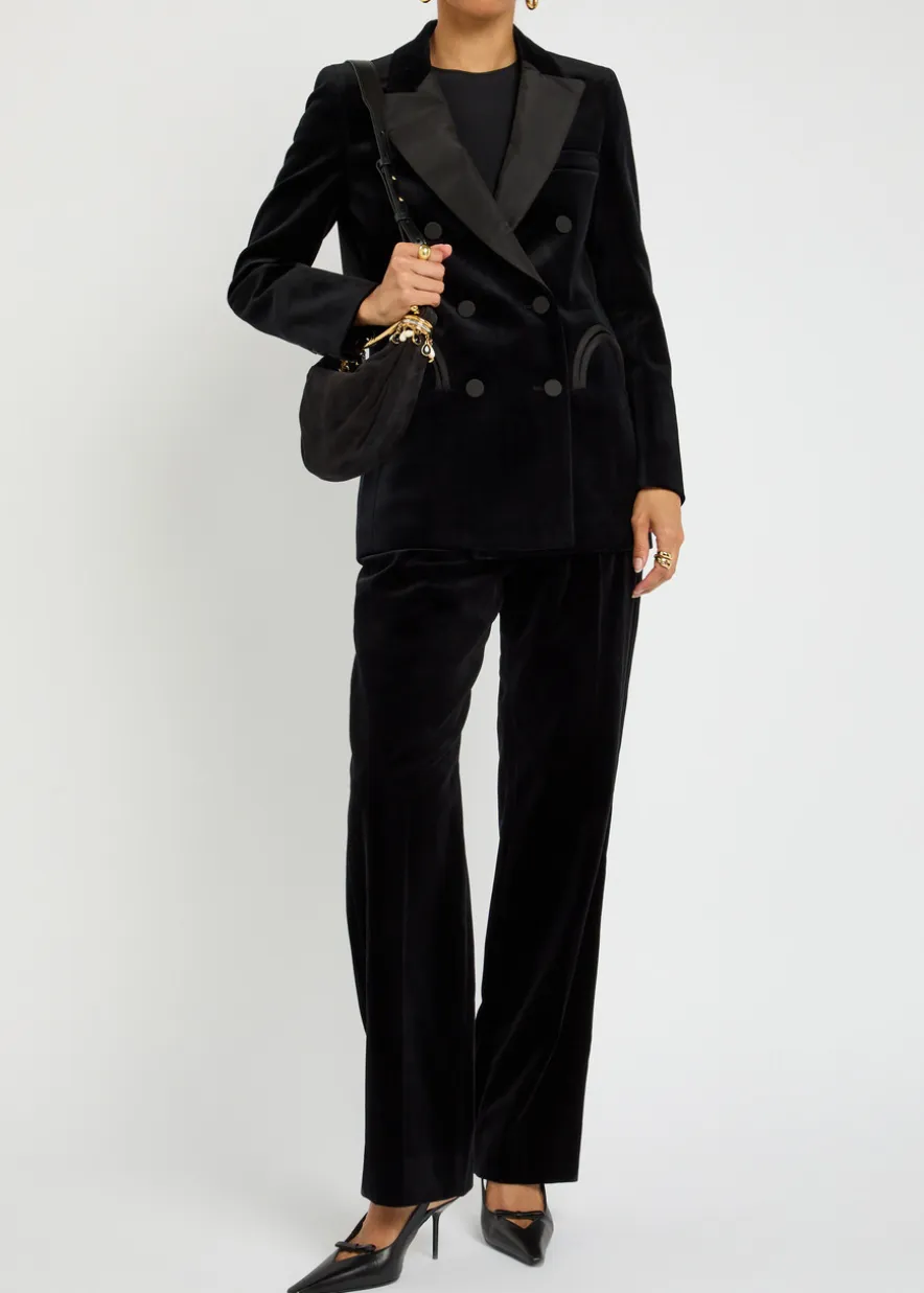 Everyday double-breasted velvet blazer