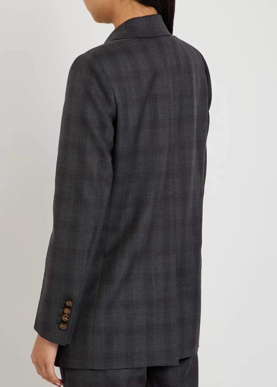 Everyday plaid double-breasted wool blazer