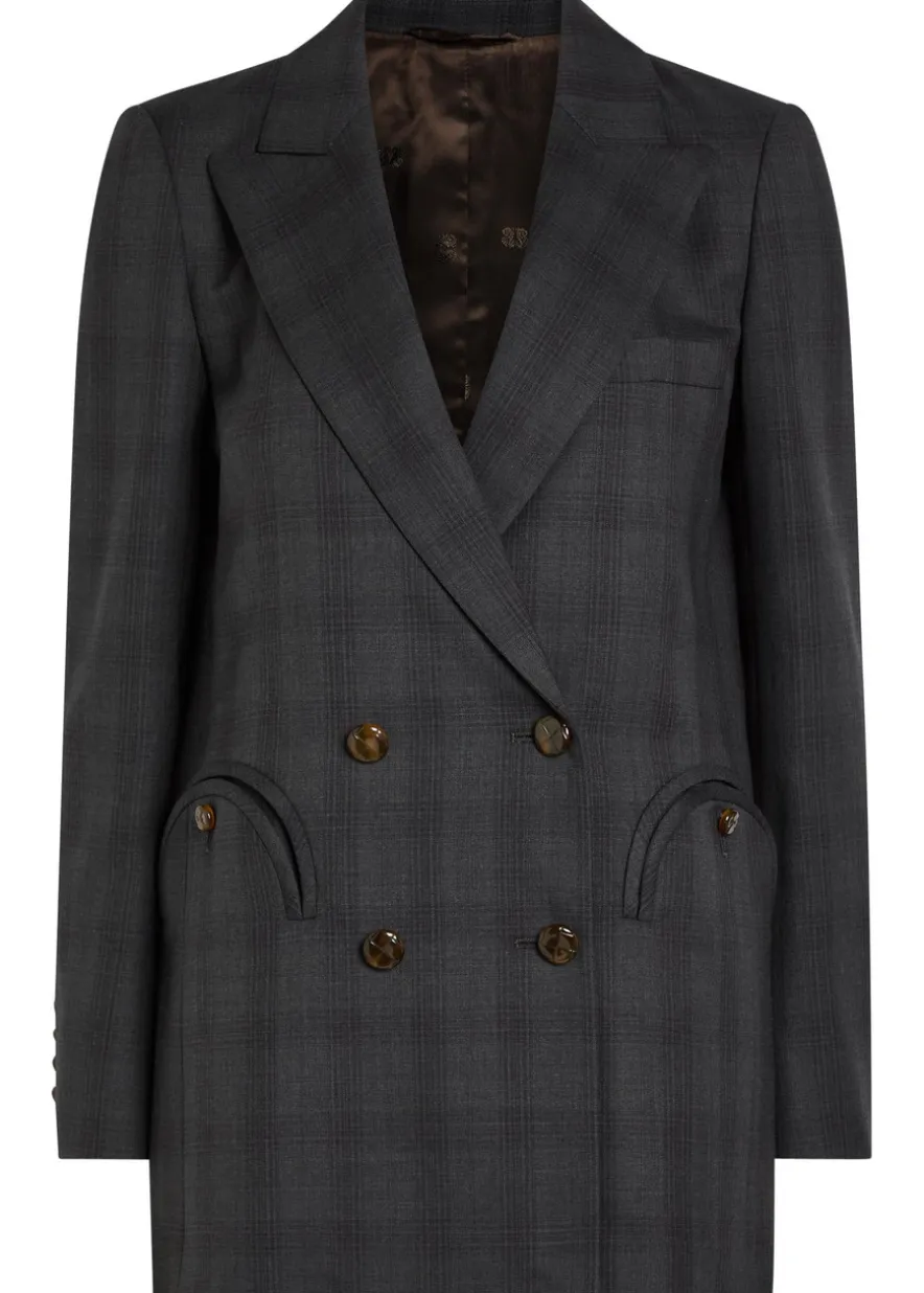 Everyday plaid double-breasted wool blazer