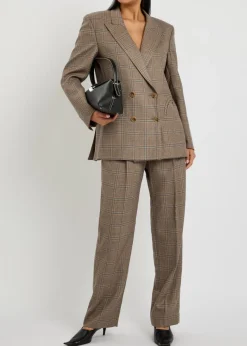 Everynight checked double-breasted wool blazer