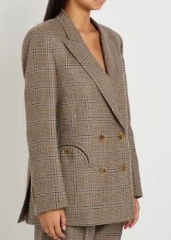 Everynight checked double-breasted wool blazer