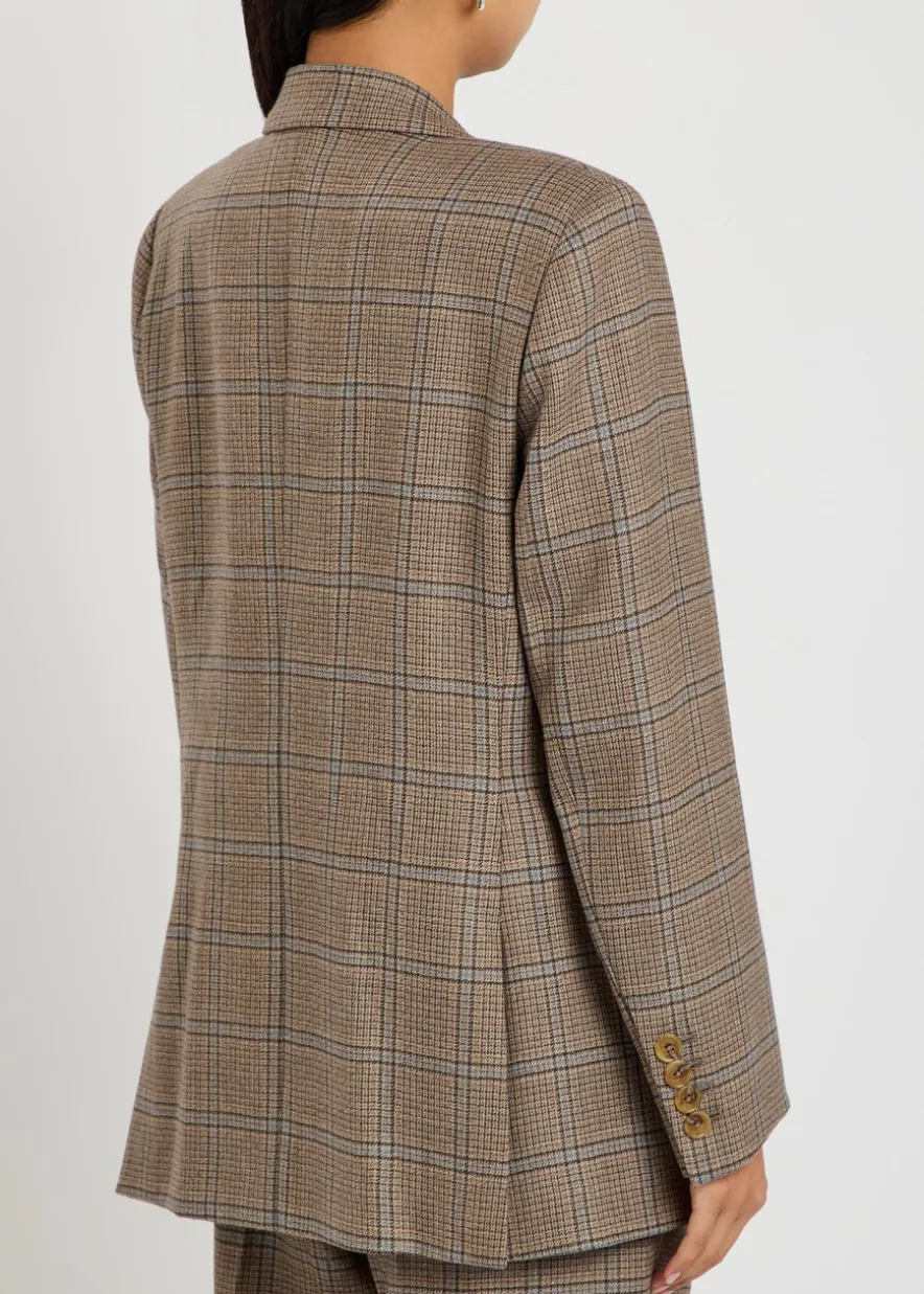 Everynight checked double-breasted wool blazer