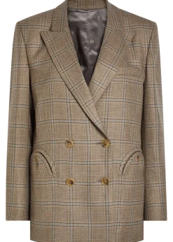Everynight checked double-breasted wool blazer