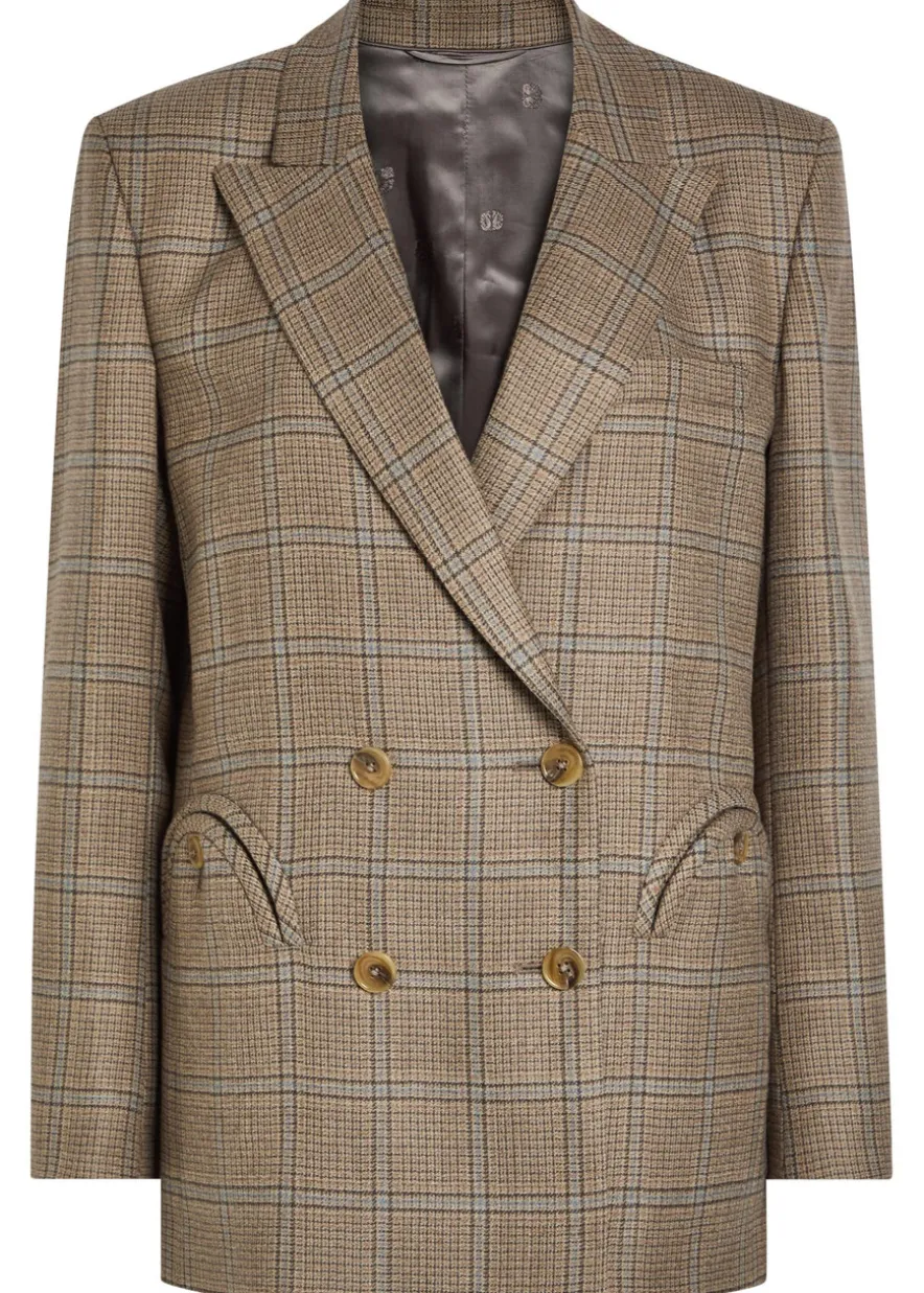 Everynight checked double-breasted wool blazer