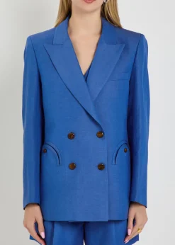 Everynight double-breasted silk and linen-blend blazer