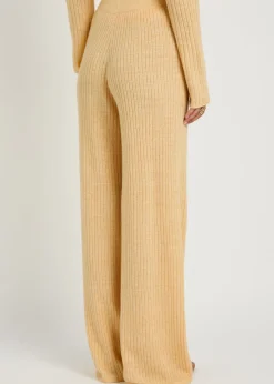 Everywear wide-leg cashmere and linen-blend trousers