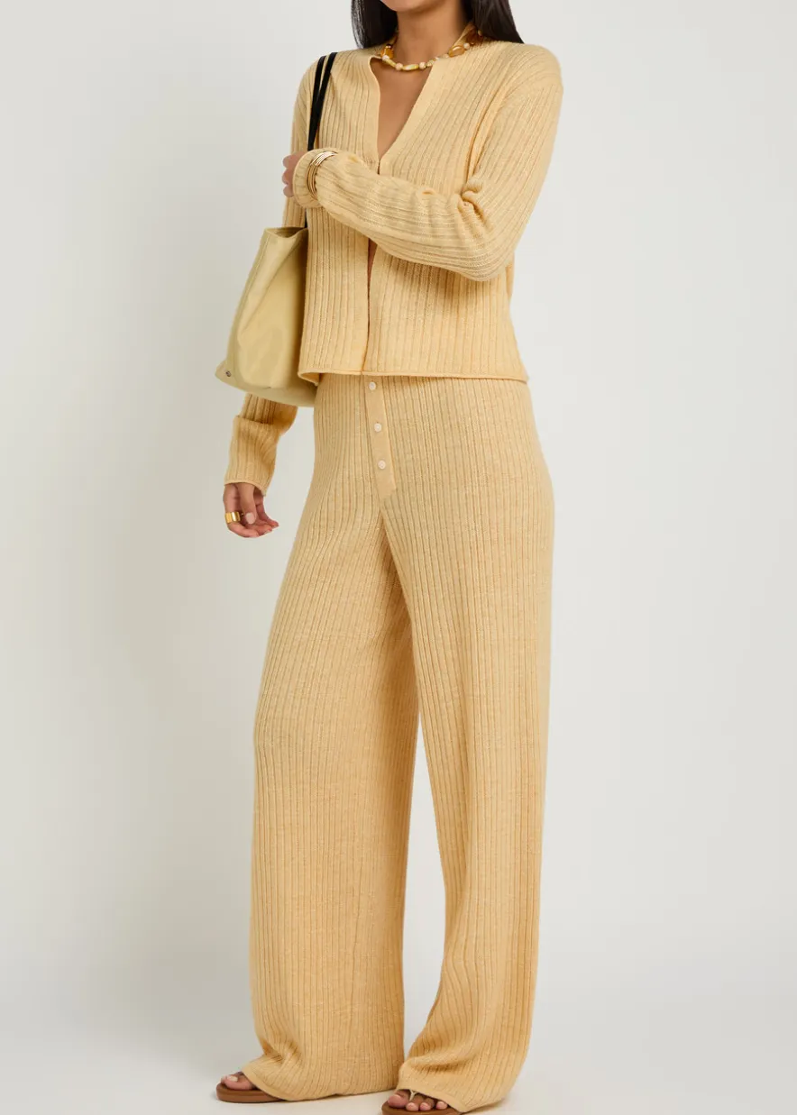 Everywear wide-leg cashmere and linen-blend trousers