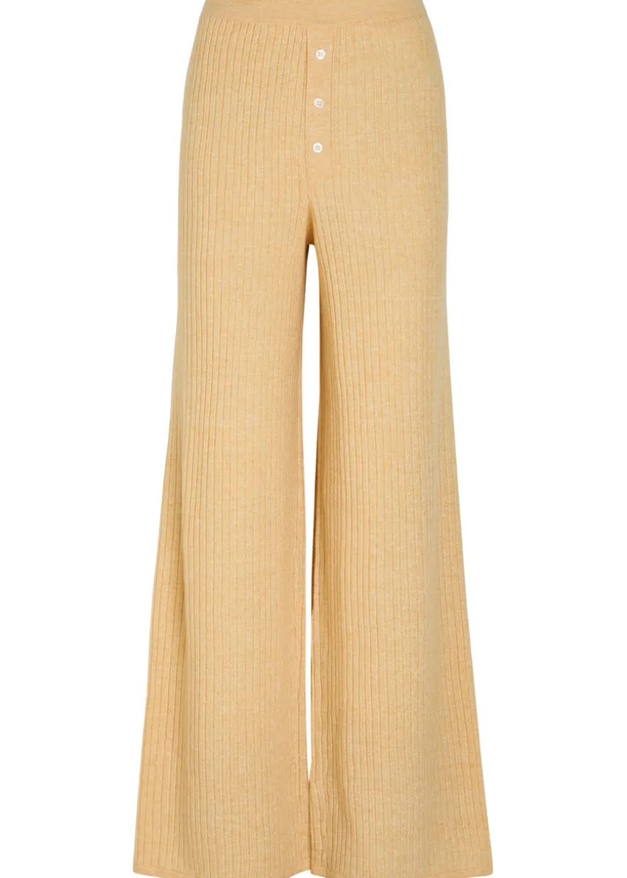 Everywear wide-leg cashmere and linen-blend trousers
