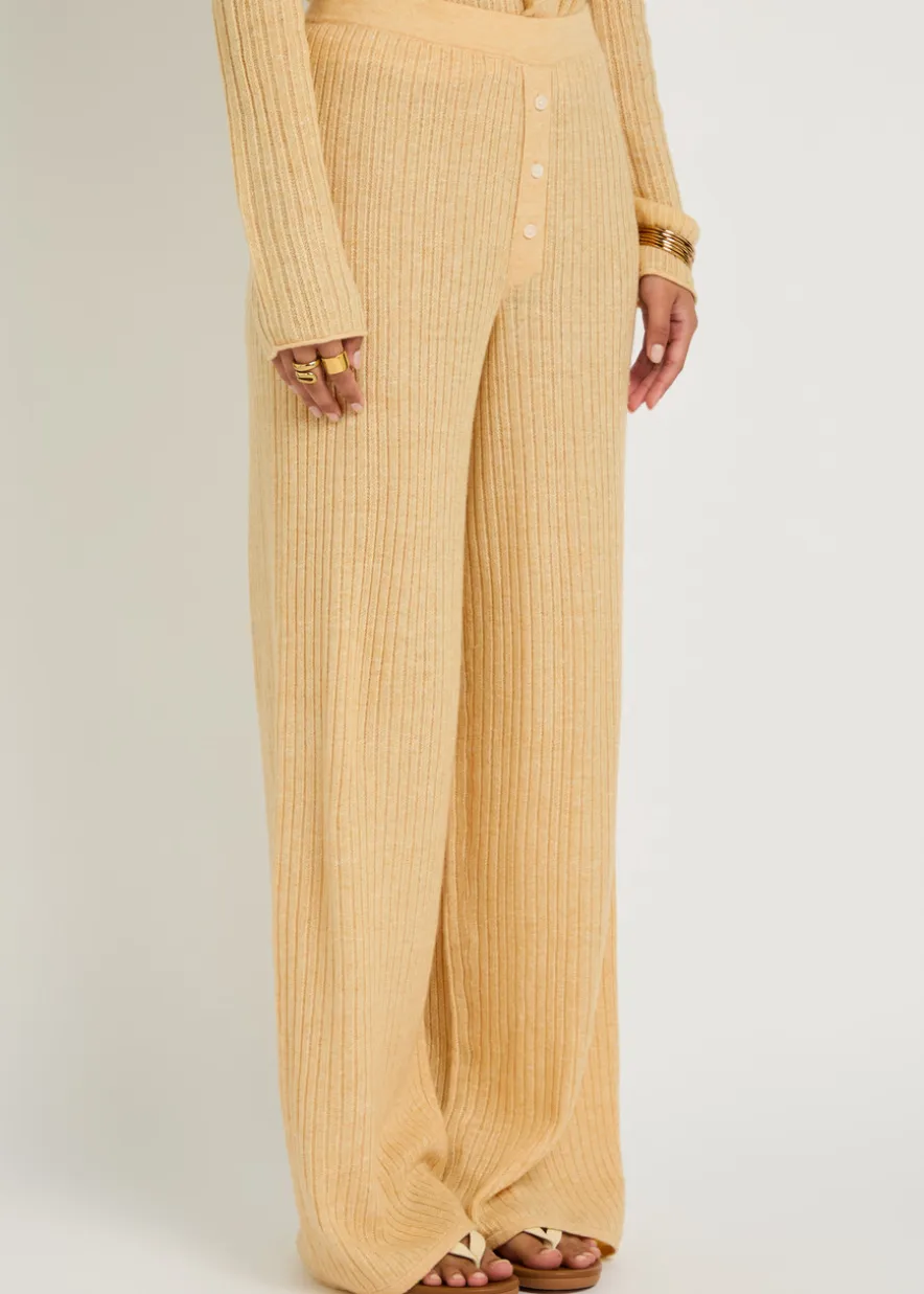 Everywear wide-leg cashmere and linen-blend trousers