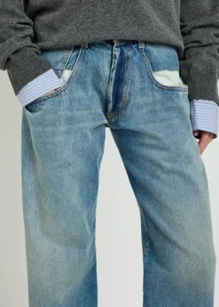 Exposed-pocket straight-leg jeans