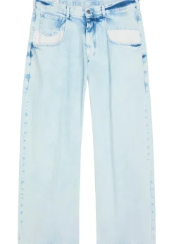 Exposed-pocket straight-leg jeans