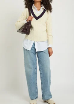 Fabiana cable-knit striped wool jumper