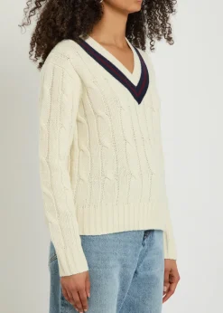 Fabiana cable-knit striped wool jumper