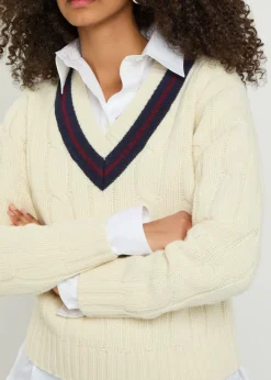 Fabiana cable-knit striped wool jumper