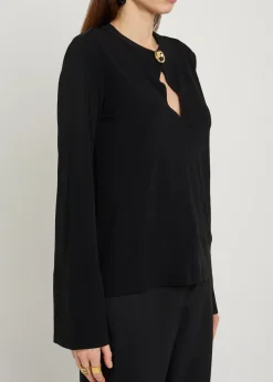 Fabiola keyhole jersey blouse