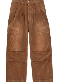 Faded denim cargo trousers
