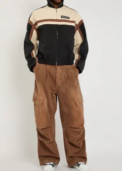 Faded denim cargo trousers