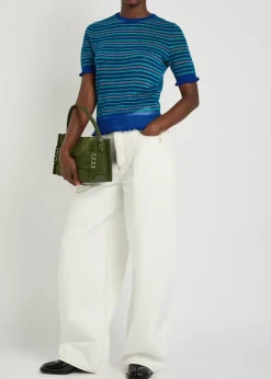 Fair Isle sheer cotton-blend top