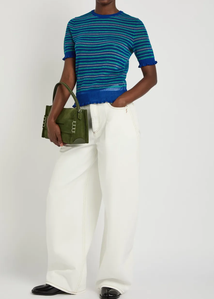 Fair Isle sheer cotton-blend top