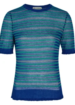Fair Isle sheer cotton-blend top