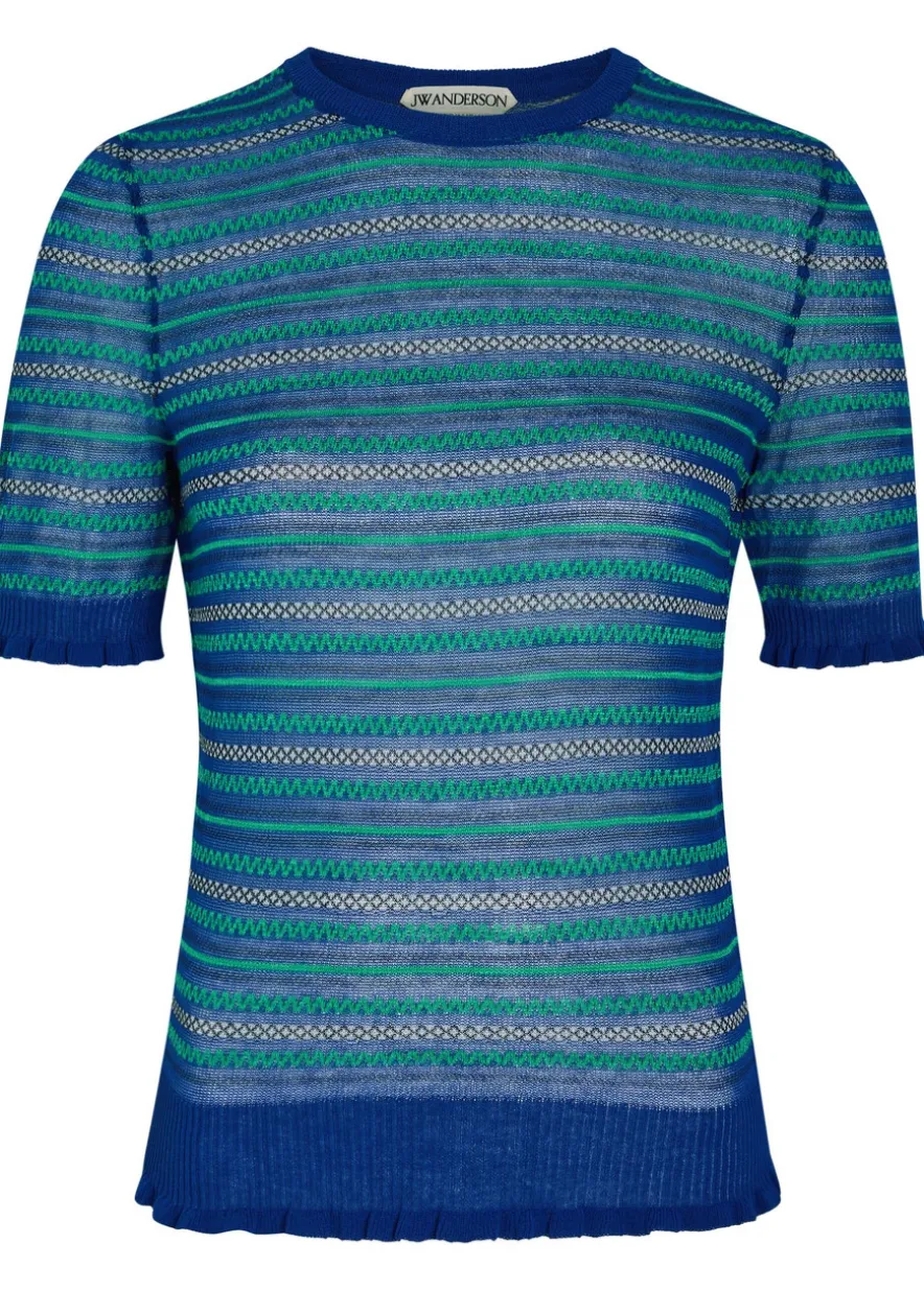 Fair Isle sheer cotton-blend top
