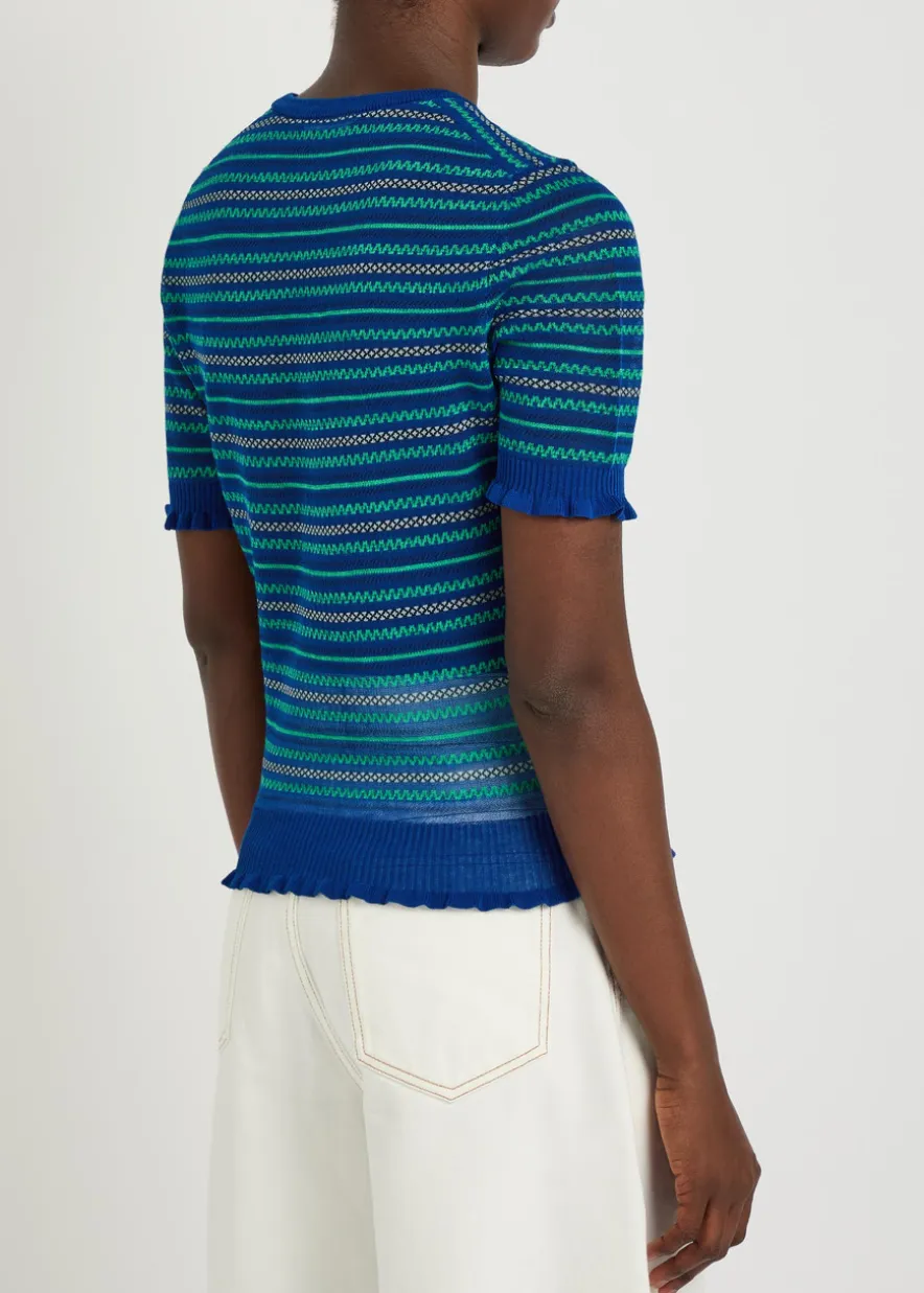 Fair Isle sheer cotton-blend top
