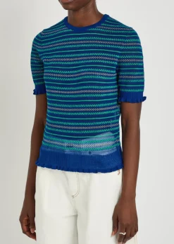 Fair Isle sheer cotton-blend top
