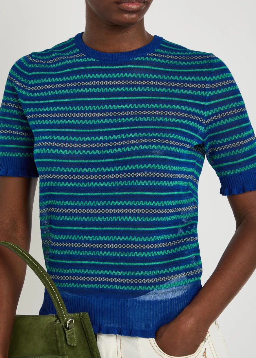 Fair Isle sheer cotton-blend top