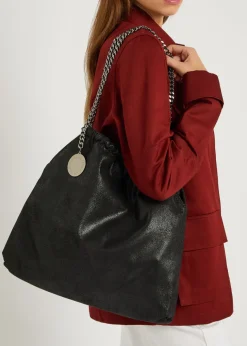 Falabella drawstring faux suede tote